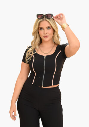 Top cuello cuadrado talla plus, lycrado REF 11033
