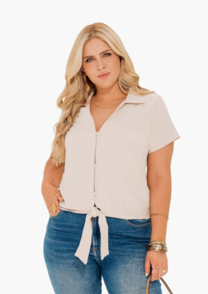 Blusa tipo camisera manga corta con amarre debajo ,REF 11043
