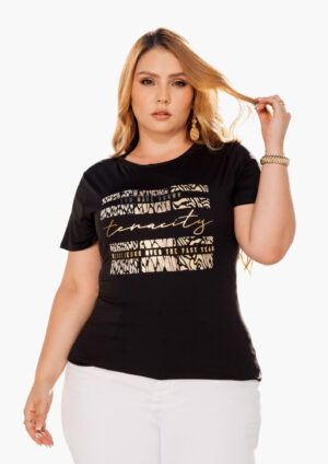 Blusa básica cuello redondo lycrada con estampado REF 970