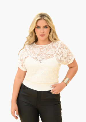 Blusa manga corta con encaje REF 11015